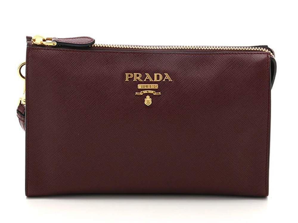 Prada Bag Clutch Saffiano Leather Bordeaux Purple